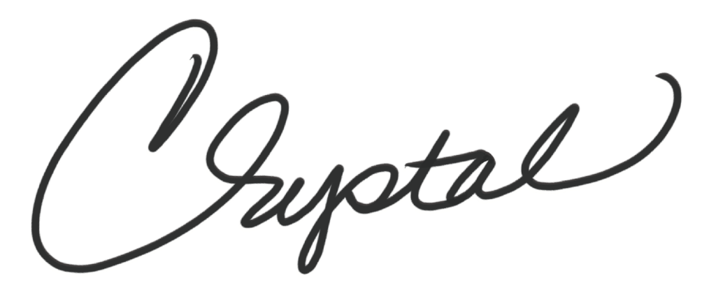 Crystal’s handwritten signature